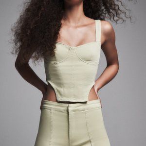 ZARA GREEN DENIM CORSET TOP